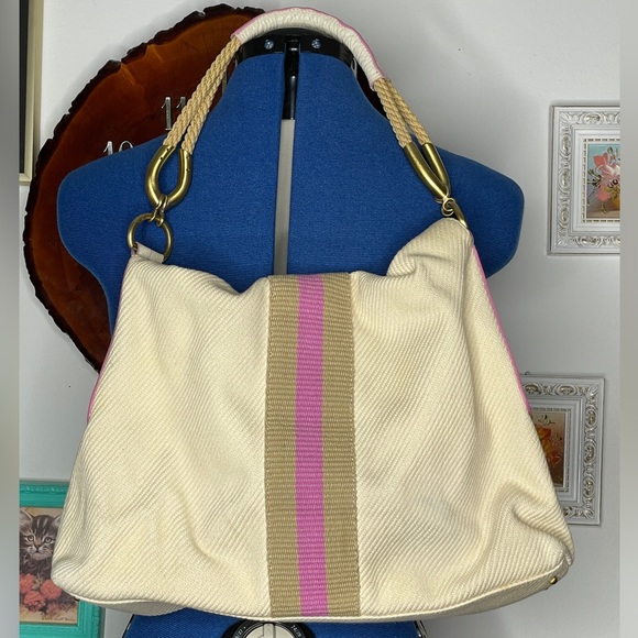 Leather and Canvas Vintage Hogan Shoulder Bag - Picture 2 of 6